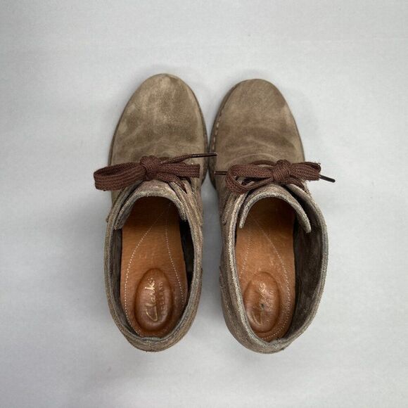 Clarks Ankle Boots Women's Size 6.5 Brown Suede Leather Lace Up Ankle Booties - Picture 8 of 13